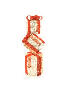 COMPOSIZIONE 3 REGALI ORO CON 360 LUCI