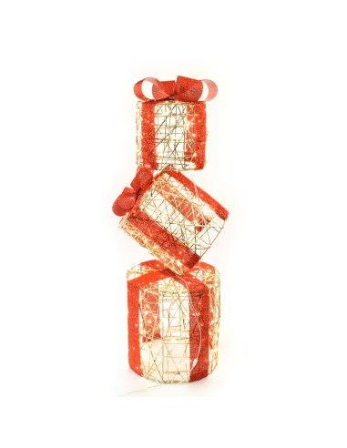 COMPOSIZIONE 3 REGALI ORO CON 360 LUCI