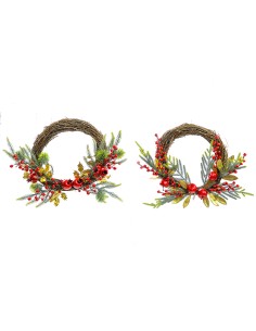 CORONA DIETROPORTA NATALIZIA CON BACCHE 55x35xH. 10 CM