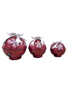 SET 3 CAMPANE DECORATIVE DA APPOGGIO ROSSE