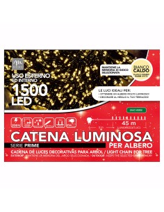 1500 LUCI LED COLORE BIANCO CALDO FILO VERDE  8 GIOCHI...