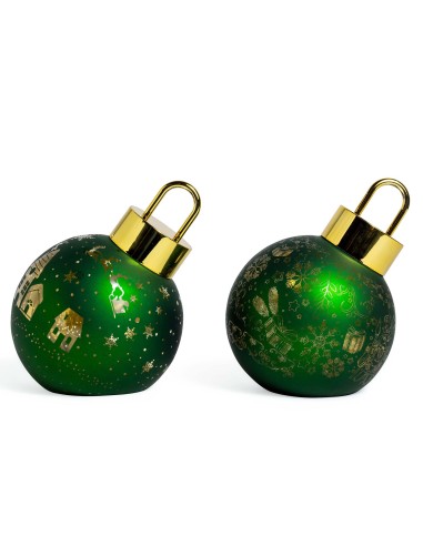 PALLA DI NATALE VERDE IN VETRO CON LUCI