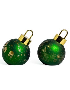 PALLA DI NATALE VERDE IN VETRO  CON LUCI