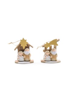 PRESEPE IN CERAMICA E LEGNO11x6xH. 14 CM