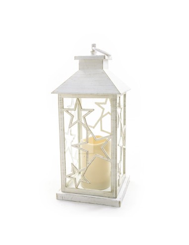 LANTERNA BIANCA CON CANDELA LED E...