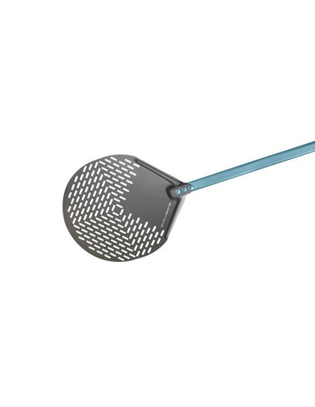 PALA PIZZA  ALLUMINIO ANODIZ. FORATA TONDA CM.32