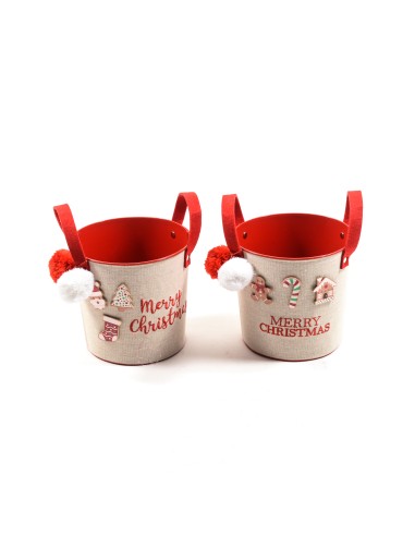 CESTO IN LATTA TONDO DECORATO CON PON...