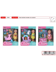 CLAIRE BAMBOLA SNODATA CON ACCESSORI