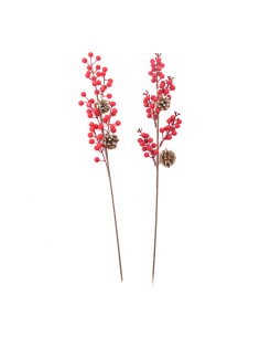 PICK BACCHE ROSSE CON PIGNE 61 CM