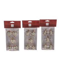 SET 5 MOLLETTE NATALIZIE IN LEGNO 5 CM. IN CONF.APPENDERIA