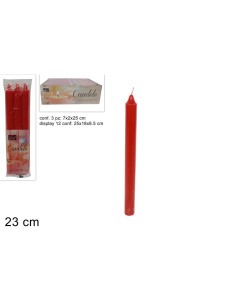 TRE CANDELE ROSSE LISCIE H23 CM